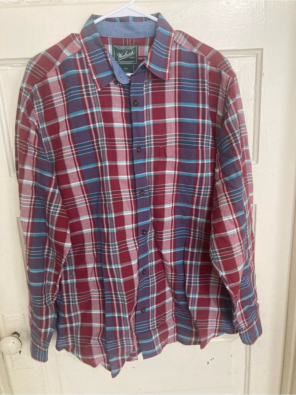 Woolrich Mens Plaid Button Down Cotton Shirt Size Large